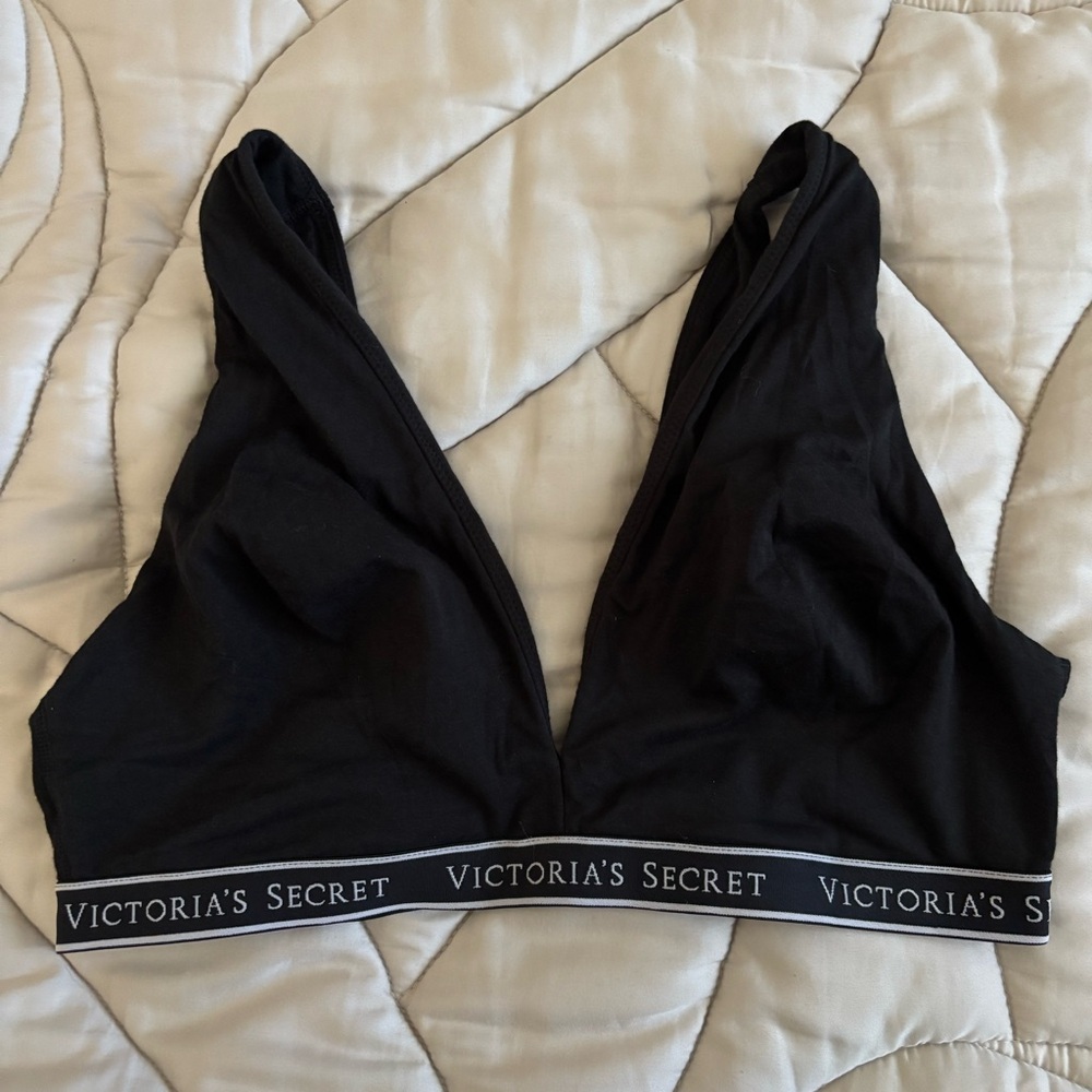Victoria's Secret Black Cotton Wireless Lounge Bra